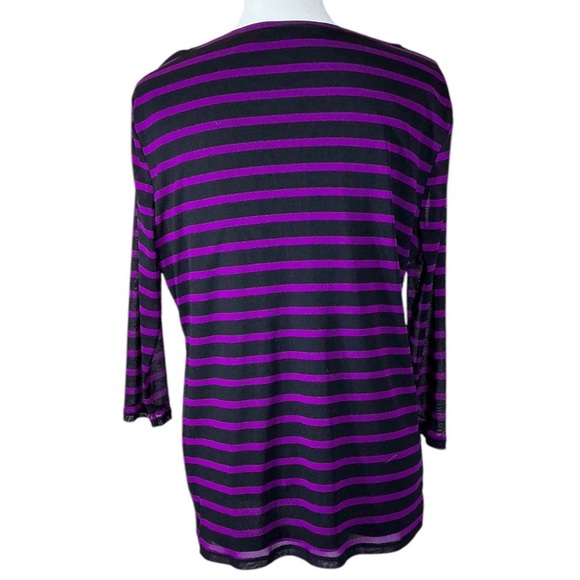 Dana Buchman Tunic Top Sheer Waterfall Layers 3/4 Sleeve Purple Black Women XL - Picture 6 of 16